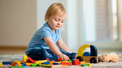 Ребенок играет с игрушками