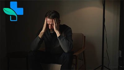 Мужчина сидит на стуле и держится за голову